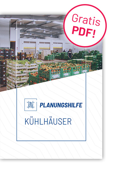 Katalogseite Titelseite mit Link für kostenlose PDF-Planungshilfe Dokument Kühlhalle