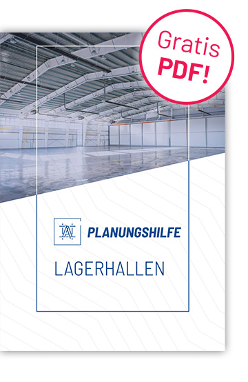 Katalogseite Titelseite mit Link für kostenlose PDF-Planungshilfe Dokument Lagerhalle